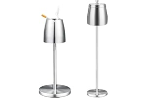Dhqkqg Cenicero De Pie Ajustable, Altura Extensible 34-68 cm, Cenicero Escalable Con Tapa y Base Antideslizante, Cenicero De Acero Inoxidable, Cenicero De Pie Para Exteriores, Para El Hogar Oficina Al