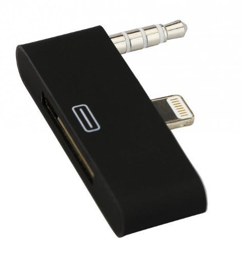 Original iProtect® Premium iPhone Adapter Dockingstation für Apple iPhone 5 5s 5c – Alter Apple Anschluss zu neuem Anschluss INKLUSIVE Audio und Videoübertragung in schwarz - 3
