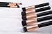 Ammiy® 10 Pcs Makeup Brush Set Professional Handle Premium Synthetic Kabuki Foundation Blending Blush Concealer Eye Face Liquid Powder Cream Cosmetics Lip Brush Tool Brushes Kit (Black-rose gold)