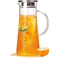 Jinelza Premium 1300Ml Glass Water Jug with Stainless Steel Lid&Handle Transparent Beverage Carafe for Home,Office, Etc Pitcher for Serve Water,Milk, Juice,Beverage,Chaas, Cocktail Jug 1 Pcs