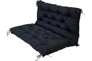 Yuly Bench Pad Cushion,Waterproof Seat Pad with Backrest,2 or 3 Seater Swing Chair Pad,Replacement Seat Mat for Outdoor Indoor Patio Hammock Furniture Recliners(Black)