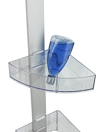 Wenko 22795100 Eck-Duschcaddy Premium Badregal, Duschregal mit 2 Ablagen und Haken, Aluminium, silber matt, 21 x 20 x 71 cm - 4
