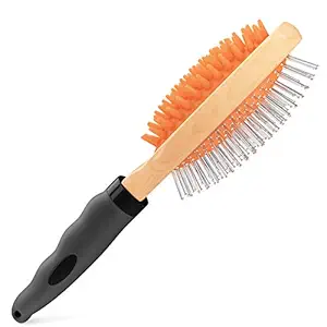 crbn Dog Brush with Ergonomic Handle - Pet Brushing Comb for Short Hair Coats ? Detangling and Shedding Coat Hair Remover