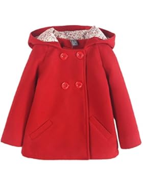 Baby Mädchen Mantel Herbst Wintermantel Kapuze Jacke Outerwear Zweireihige Knöpfe Alter 2-7 Rot Rosa