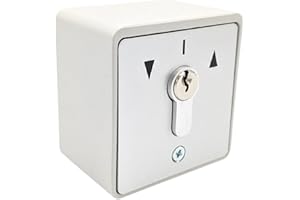 geba Interrupteur à clé MSC-APZ 1-2T/1 - En aluminium - Montage en saillie - Avec demi-cylindre profilé DIN - 2 boutons - 3 clés - Anti-effraction - Gris clair - IP54 - Pour porte de garage