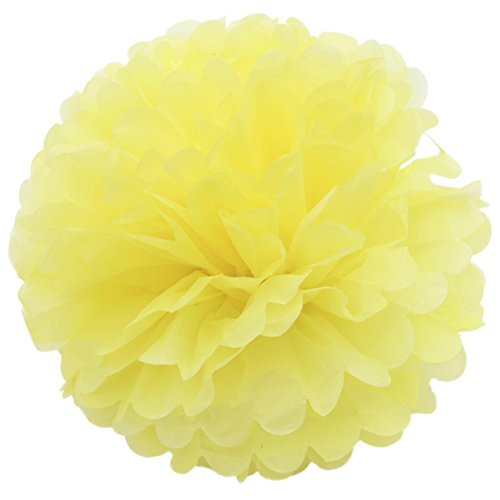 Freedom-vp Papier Pompom 18er 20cm/25cm Mixed DIY Papier Blumen PomPoms Zum Aufhängen Seidenpapier schöne Dekor für Geburtstag Hochzeitsfest Basteln Babyshower Dekoration Feier Party Baby-Duschen Brautduschen Wohnungdeko (Cream Peach Gelb) - 3