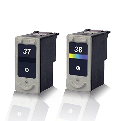 2x kompatible Tintenpatronen für Canon PG 37 CL 38 Pixma IP1800 Pixma IP1900 Pixma IP2500 Pixma IP2600 Pixma MP140 Pixma MP190 Pixma MP210 Pixma MP220 Pixma MX300 Pixma MX310 Sparset (Black + Color)