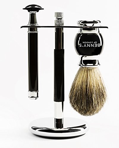 SHAVING BRUSH STAND - Men's Shave Stand For Your Shaving Brush and Safety Razor From Benny's Of London. Complete Your Men's Shaving Set With This Chrome Stand To Ensure the Best Mens Shave Experience for Home or Travel. A High Quality Metal Stand And Base To Add To Your Benny's Shaving Kit - Enhance Your Shave Experience Now!