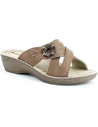 INBLU - Zapatillas de estar por casa de piel sintética para mujer marrón bronce 36