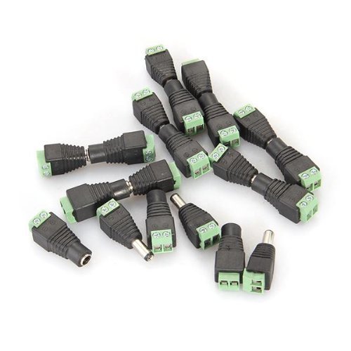 SODIAL(R) 10 Paar DC Buchse + DC Stecker Schraubstecker Schraubklemmen Adapter 2,1x5,5mm