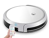 E-KIA Aspirateur Robot Aspirateur Silencieux sans Sac,pour Sol Et Tapis Durs, RéServoir d'eau pour Vadrouille SèChe/Humide, Auto-Charge Intelligente Et Capteur Anti-Collision/Chute