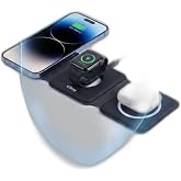 W07 3-in-1 Manyetik Kablosuz Şarj Standı &ndash; iPhone, AirPods, Apple Watch, SİYAH