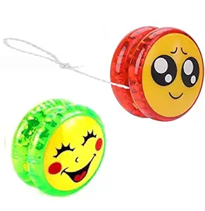 IndusBay Yo Yo Ball | Smily Yoyo Ball for Girls Boys Yo-yo with Flashing led Glow Light | Emoji YoYo Emoticon Light Up Party Classic Return Gift Toy Children Games Kid Boys Girls 2 Pcs , Multicolor