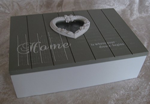 Kasten Schriftzug Home Utensilienkasten Kleinkram Kiste Teekiste Tee Schmuckkasten Schmuck