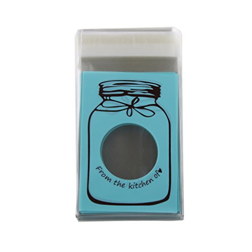 100x Cute Flaschendesign Selbstklebend Beutel Tasche Tütchen Cookie Süßigkeiten Verpackung Geschenk Dichtung – Blau - 6