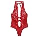 Produktbild Yvelands Mode Damen Dessous Siamese Bodysuit Unterwäsche Dessous Mädchen Low Back Kreuz Blumenspitze Nachtwäsche Babydoll (CN-M,rot)