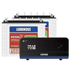 Luminous Zelio 1700 Inverter with Red Charge 18000 150 Ah Tubular Battery (White and Blue)