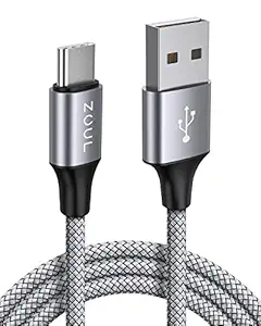 Zoul USB C Fast Charging 3A 6ft/2M Long Type C Nylon Braided Data Cable Quick Charger Cable QC 3.0 for Samsung Galaxy M31S M30 S10 S9 S20 Plus, Note 10 9 8, A20e A40 A50 A70 (2M, Grey)