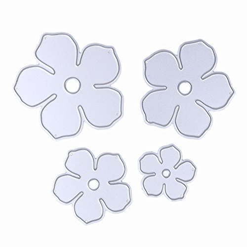 Amazingdeal365 4 PCS Blumen Metall Form Schablonen Schneiden DIY Dekor Sammelalbum Karten Buchzeichen Lesezeichen als Geschenk für Freunde Geburtstag Kinder,Kindergarten Hobby Schule Handarbeit Unterricht usw. Ein tolles Geschenk!