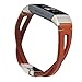Produktbild samLIKE Leder Armband für Fitbit Charge 3 Herren und Damen Retro Ersatzarmband Aushöhlen Weich Sportarmband Kompatibel mit Fitbit Charge 3, 200MM, 7 Farben (Braun)