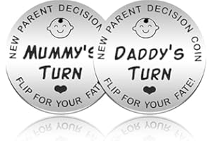 DAJING Funny Decision Coin for New Parents，Gifts for Mum Dad，Newborn Baby Gifts，Flip Coin Decision，Mother's Day, Birthday, Anniversary, Stainless Steel (Silver)