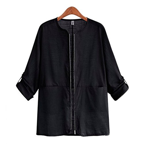MLG125 Autumn New Fashion Women Simple Cardigan Jacket Thin coat (S, BLACK)
