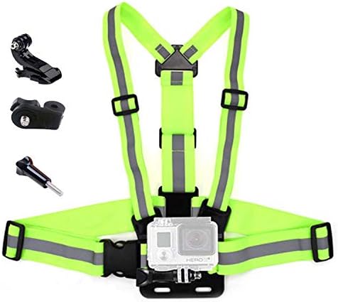 Yoogeer Adjustable Chest Strap -Reflective Night Running Safety Vest Chest Mount Harness Compatible for GoPro Hero 7 6/5/ 4/3+ + SJCAM Action Camera Sony Action Camera for Outdoor Sports,Running