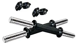 Body Maxx Rod 15 INches Steel Dumbell Rods with Fiber Grip and Locks, 15-Inch Pair