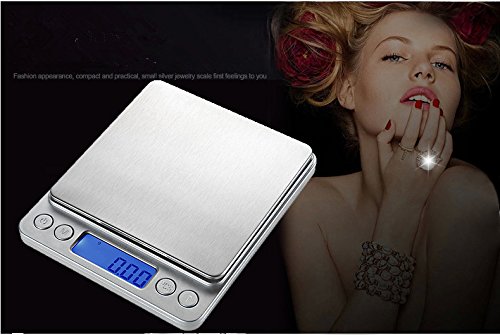 Digitale Küchenwaage, Digitalwaage Waage, Mini Waage, Küchenwaage, Briefwaage, Hohe Präzision auf bis zu 0,1g (1-3kg Maximalgewicht), Tara-Funktion, ideal zum Messen von Zutaten,Gold,Briefmarken (2kg /0.1g) - 2