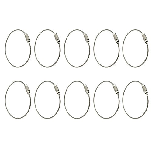 TOOGOO(R) 10pcs Stainless Steel Screw Locking Wire Keychain Cable Key Rings Outdoor Accessory TOOGOO(R) 10pcs Stainless Steel Screw Locking Wire Keychain Cable Key Rings Outdoor Accessory