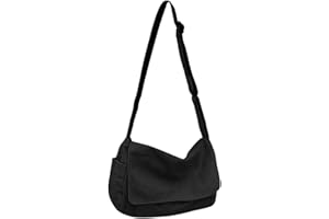 YILCER Canvas Crossbody Bag for Women Men, Large Canvas Shoulder Bags Tote Bag For School Travel Casual Daily, 38CM*24CM*16CM