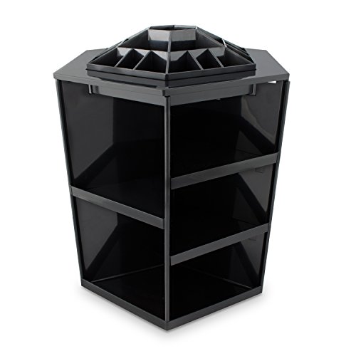 VENKON – Make Up Organizer Sortierkasten für Aufbewahrung von Kosmetik – 360 Grad drehbar – schwarz - 3