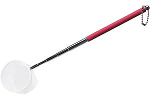 ‎BOXTECH boxtech Fish Shrimp Skimming Net Feinmaschiges, erweiterbares Fischernetz mit Edelstahlgriff für Aquarium Pond Creek (Rot, Runden)