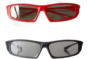 ULTRABYEASYPEASYSTORE Ultra 1 Pair of Black and 1 Red Adults Passive 3D Glasses for TV Men Women Polarized Wraparound For Use with RealD Movies Cinemas TVs and Projectors 3D Cinema Glasses Movie Glasses 3D Glasses Cinema