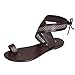 Produktbild Btruely Damen Sandalen Böhmen Krawatte Geschnürt Gladiator Sandalen Flach Riemchen Sommer Schuhe Groß Größe Zipper Elegante Strandschuhe