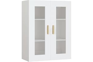 vidaXL Armario de Pared Colgante Aparador Mueble Estantería Almacenamiento Sala Estar Salón Adorno Decoración Habitación Hogar Blanco