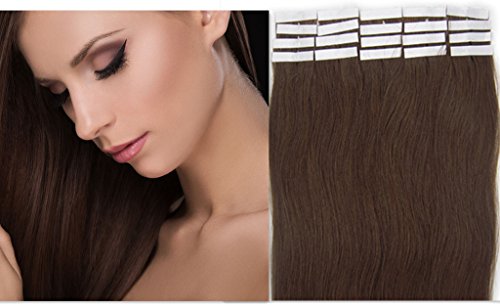 PU Tape Skin Remy 100% Human Hair Extensions, 20pcs/set16 inches color 4-dark brown/medium dark brown chocolate brown?full head advise 3-5 sets?
