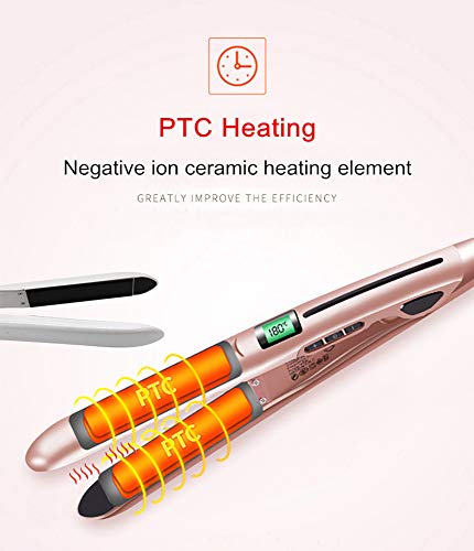 L Z 2 in 1 Straight Hair Straightener and Flat Iron Curler Straightener with Floating Ceramic Coating Double PTC Heating 140-230    C  LCD display 110V-221V for ergonomic handle 