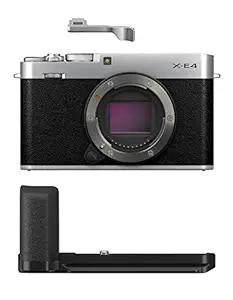 Fujifilm X-E4 Mirrorless Camera Body with Accessories - Metal Hand Grip (MHG-XE4) & Thumb Rest (TR-XE4) - Silver