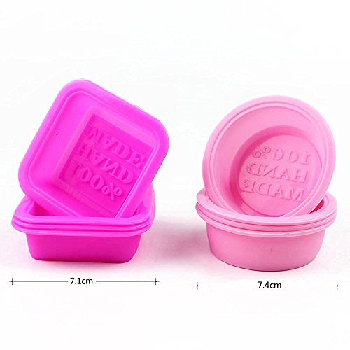 Goodlucky365 12 Stück Seifenformen Silikon Quadrat Rund Oval Seifenform – 100% handgemachte Platz Silikon - 2