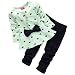 Covermason New Baby Sets Heart-shaped Print Bow Cute 2PCS Kids Set (6-12M, Green)