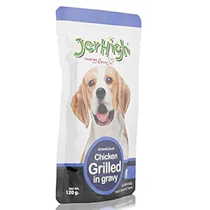 JerHigh Wet Dog Food, Chicken Grilled in Gravy, 120 g (Pack of 12)