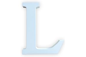 KOPPER-24 Lettres décoratives en bois blanc 20 cm 18 cm d'épaisseur lettres en bois à peindre alphabet mur pour enfants nom café mariage anniversaire fête maison déco lettre autoportante (L)