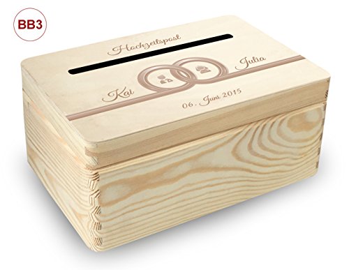kleine Holz-Geschenkbox Hochzeit Briefbox (BB4) Geldgeschenke incl Lasergravur - 7