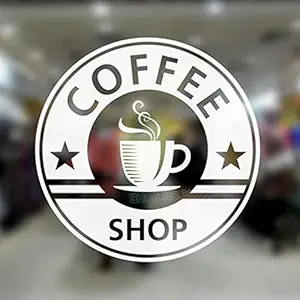 Gadgets Wrap Coffee Cup Shop Wall Sticker Cup Pattern Sign for Coffee Shop Cafe Window Glass