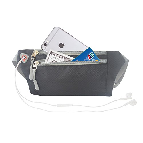 Etanche Sac Pochette Bandoulière Ceinture Banane Plate de Voyage Sport Ultra Mince avec Sangle réglable sécurité Bag de Jogging Cyclisme Randonnée Noir