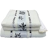 lsharon Premium de fibra de bambú 3 piezas Juego de toallas (1 toalla de baño, 2 toallas de mano), color natural, ultra absorbente y Eco-friendly
