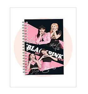 MACRO BTS GIRLS VERSION HI QUALITY 160 RULED PAGED NOTEBOOK+ FREE NAME PERSONALIZED BOOKMARK (BLACK PINK SIGNATURE)