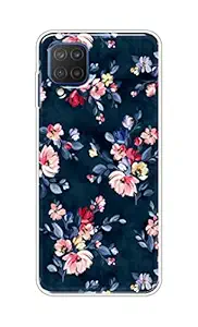 Oye Stuff Blue Floral Soft Silicone Designer Printed Full Protection Back Case Cover for Samsung M12