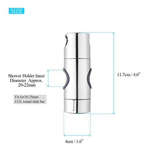 AOZBZ 18-25mm Handbrause Halterung Kopfbügel, Verstellbare Brausehalter Badezimmer Ersatz Dusche Sprayer Halter Slider Klemme für Runde Slide Bar, Verchromt - 7
